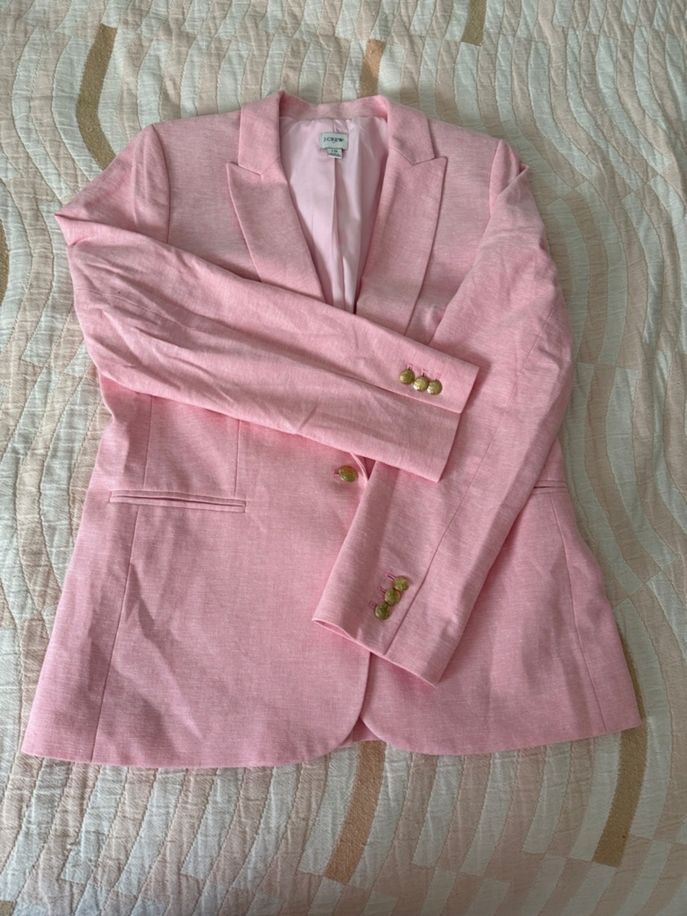 J. Crew Light Pink Tailored Linen-Blend Blazer